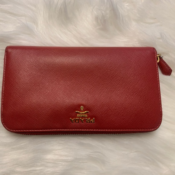 Prada Handbags - PRADA Saffiano Leather Zip Around Long Wallet/9Y1006